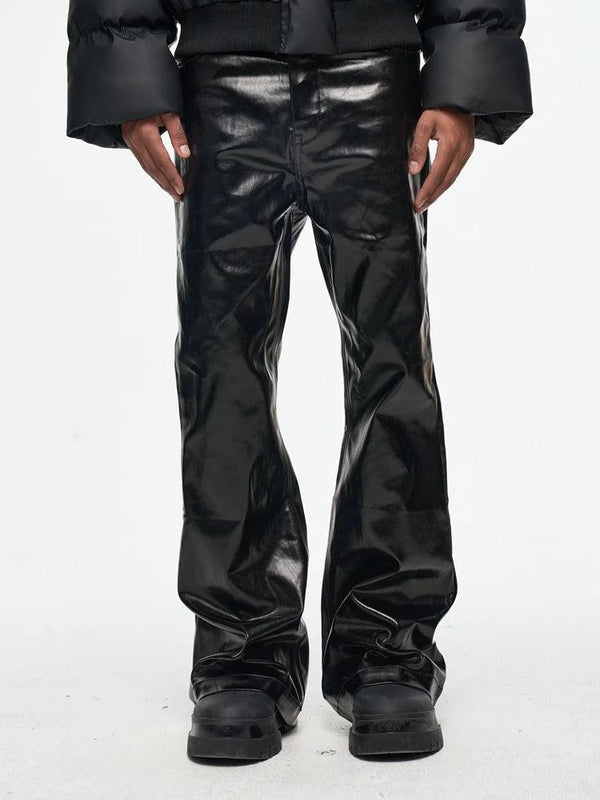 Black-coated Glossy Patent Leather Tactical Pants ZJ008 - UncleDon JM