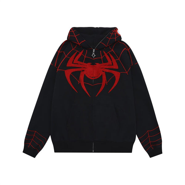 Masked Spider Embroidery Zip Up Hoodie 62142