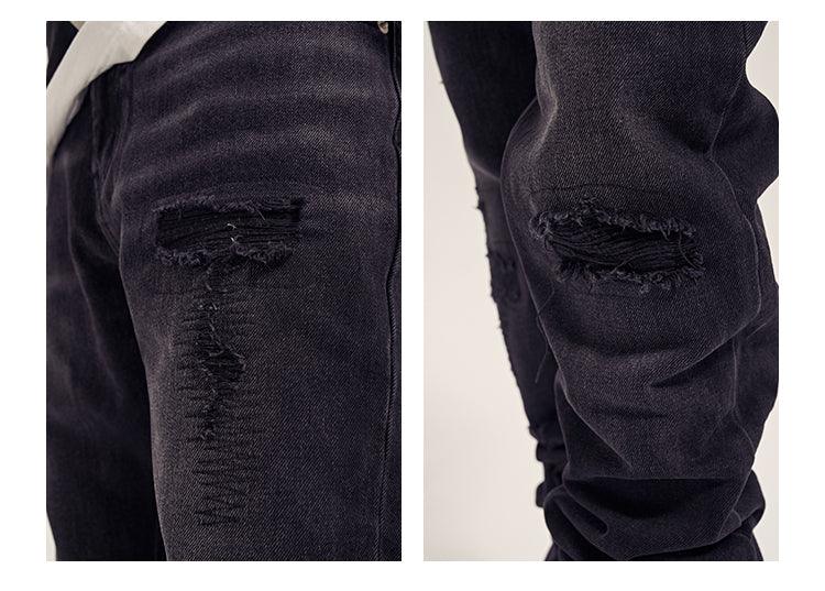 Black Distressed Slim Fit Jeans N039 - UncleDon JM