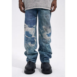 Blue Laser Printing Baggy Jeans Q076 - UncleDon JM