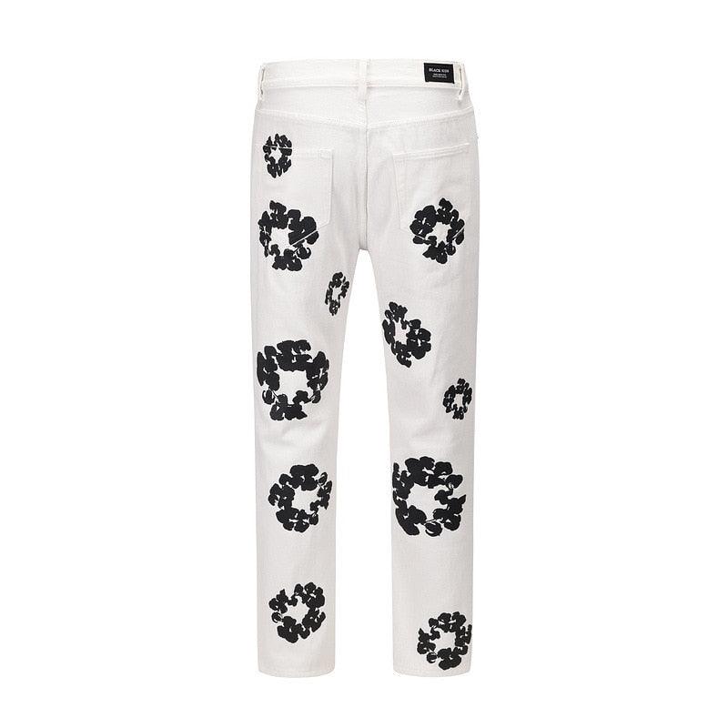 Flower Denim Jeans Q034 - UncleDon JM