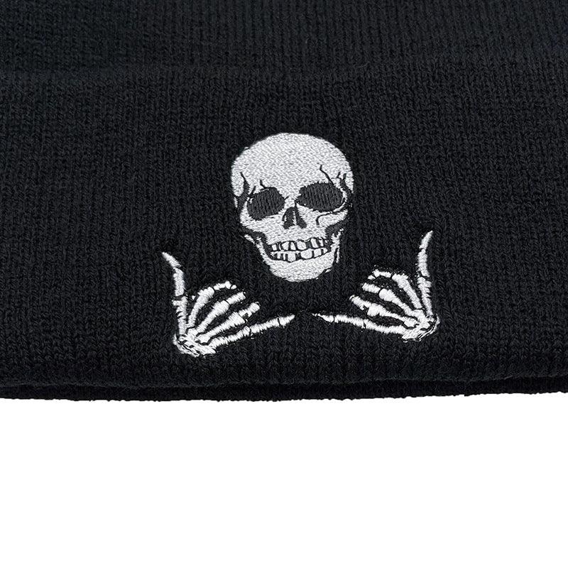 Skull Embroidery Knit Beanie - UncleDon JM